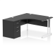 Rayleigh Ergonomic Corner Desk With 600mm Deep Pedestal - Cantilever Frame